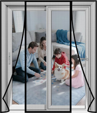 Magnetic Screen Door Heavy Duty PET Mesh Double Door Fit 72x80 Inches for French
