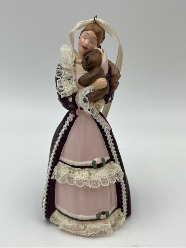 2001 Hallmark Keepsake Porcelain Victorian Barbie with Cedric Bear Ornament GUC