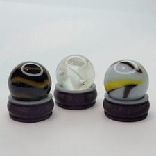 3 Imperfect Glass Marbles with Display lot 6673 See Photos Description