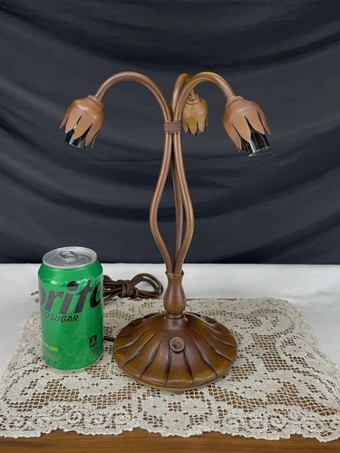 REWIRED Antique Signed TIFFANY STUDIOS Fountain Lily Table Lamp 3 Light No Glass
