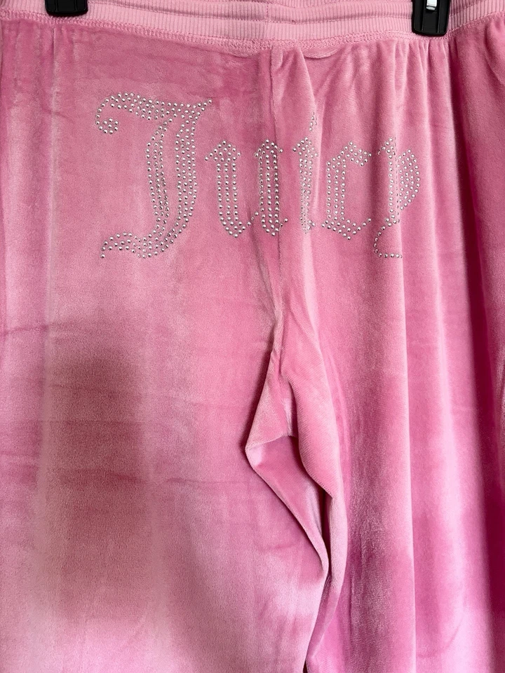 Juicy Couture Size L Velour Sleepwear Set Top & Pants Rose Pink Y2K New W/O Tag - Image 3 of 4