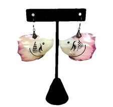 NOS Fish Shaped Dangle Drop Hand painted Earr...
