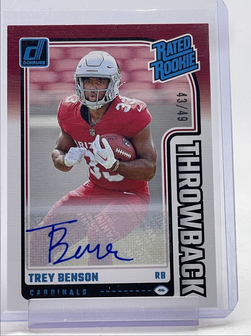 TREY BENSON 2024 DONRUSS THROWBACK RATED ROOKIE RC AUTO /49 Q4846