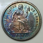 Uncirculated Toned 1891 P Philadelphia Mint Silver Seated Liberty Dime
