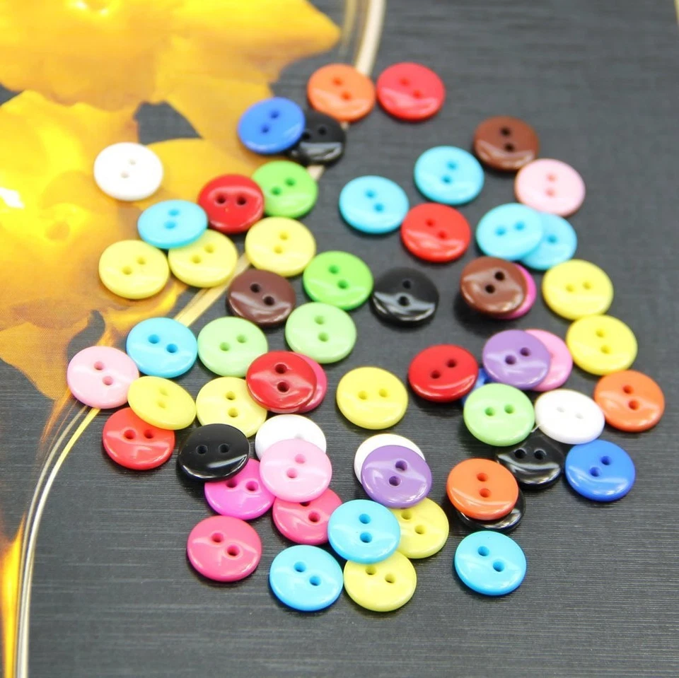 100pcs 8mm Mixed Color Round Shape Resin Buttons Sewing Accessories  H2C59110 - Image 3 of 4