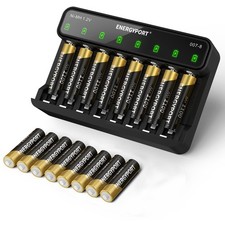 16Pcs 1100mAh NiMH AAA Rechargeable Batteries with 8-Slot AA AAA Battery Charger 1.37 per gallon