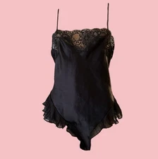 Vintage Fantasies by Morgan Taylor black satin teddy 
