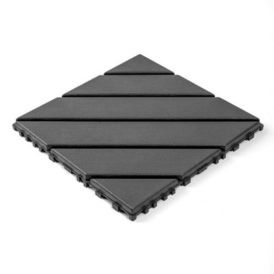 Plastic Interlocking Deck Tiles 12x12 Dark Grey Patio Flooring