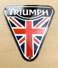VINTAGE TRIUMPH MOTORCYCLES 12x12" Automobiles GAS OIL PUMP AD PORCELAIN SIGN