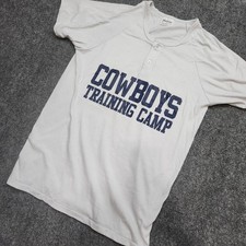 DALLAS COWBOYS 80's Training Camp Men Large Gray 2 Button Shirt Stedman USA MADE
