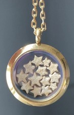 Gold-Tone Crinoid Star Fossil Locket Necklace