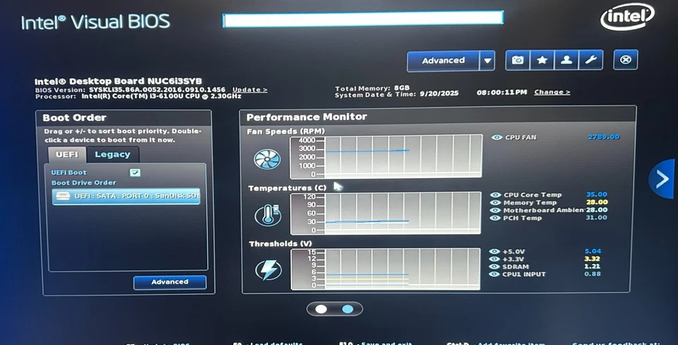 Intel NUC NUC6i3SYH Core i3-6100U 2.3GHz 8GB RAM, 128GB SSD & PSU , Win10 - Image 3 of 4