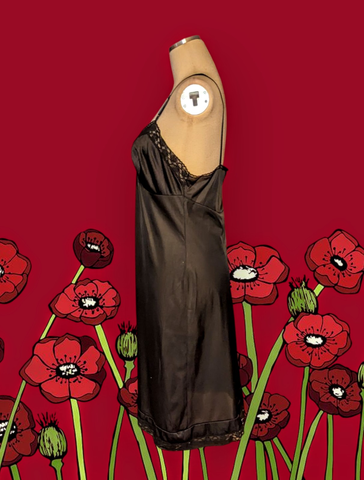 VANITY FAIR Size 36 Black Nightgown Slip Dress LACE TRIM 100% Nylon Women's VTG