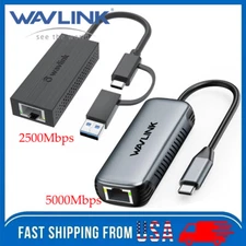WAVLINK 5Gbps/2.5Gbps USB C to Ethernet Adapter RJ45 Gigabit Ethernet Hubs Cable