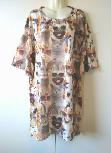 NEW SECRET TREASURES DOG CAT BUNNY PRINT SLEEPSHIRT NIGHTGOWN PLUS SIZE 2X 3X