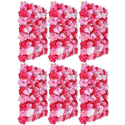 6pcs Artificial Wedding Silk Flower Wall Decor Background Rose Hydrangea Panels