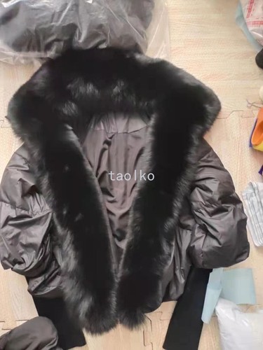Womens Real Fox Fur Collar Down Puffer Jacket Short Coat Outwear Winter New S-XL - Picture 20 of 38