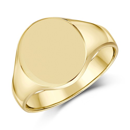 9ct Yellow Gold Men's Signet Ring Oval Shape Medium Weight Sizes J-Z Hallmarked - Bild 1 von 5