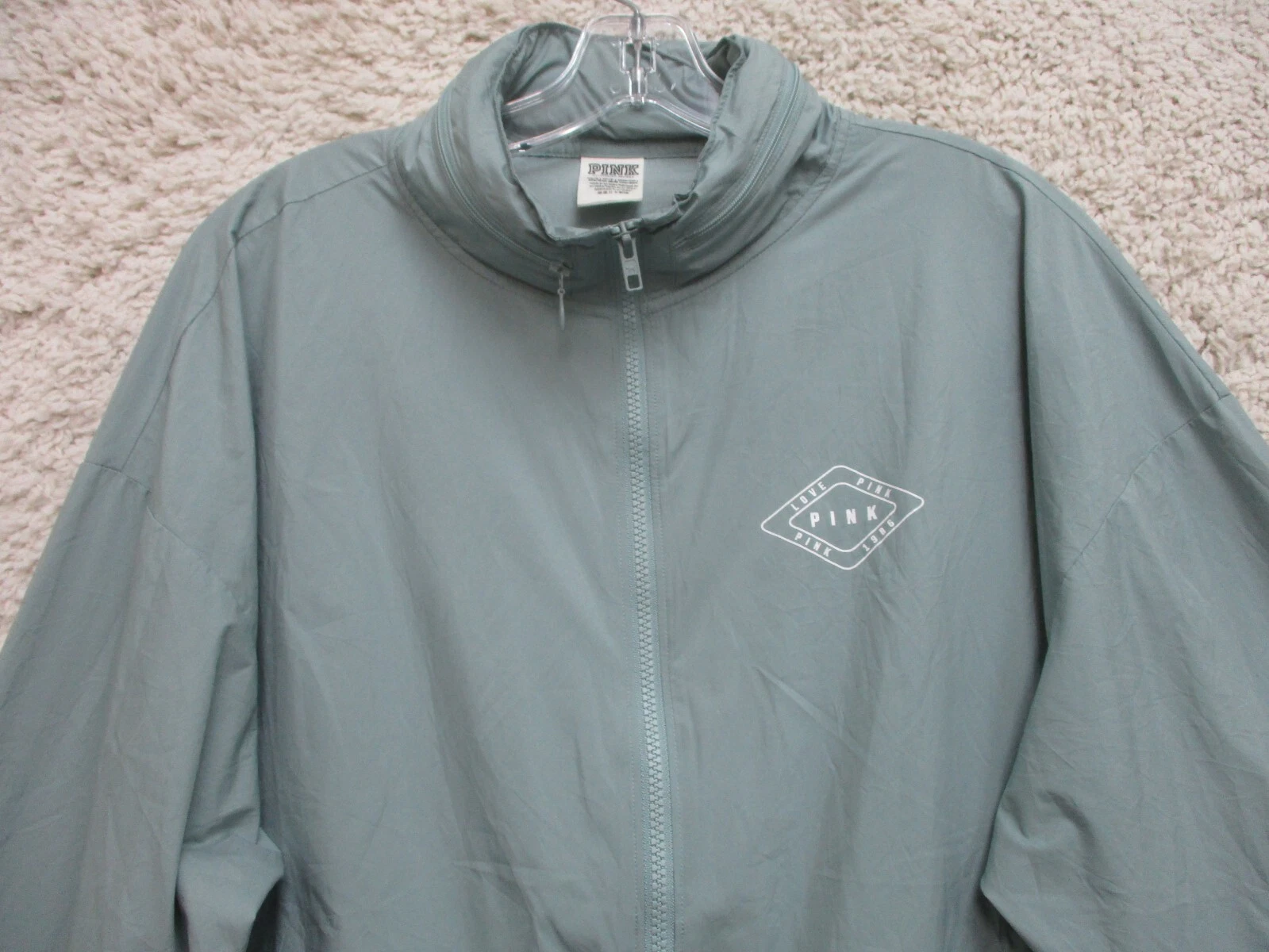 UNDERCOVER Giacca ROSA Victorias Secret piccola adulto verde cappuccio rimovibile zip intera donna