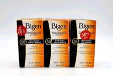 3 Pack BL Bigen Powder Hair Color #58 Black Brown 0.21 oz 