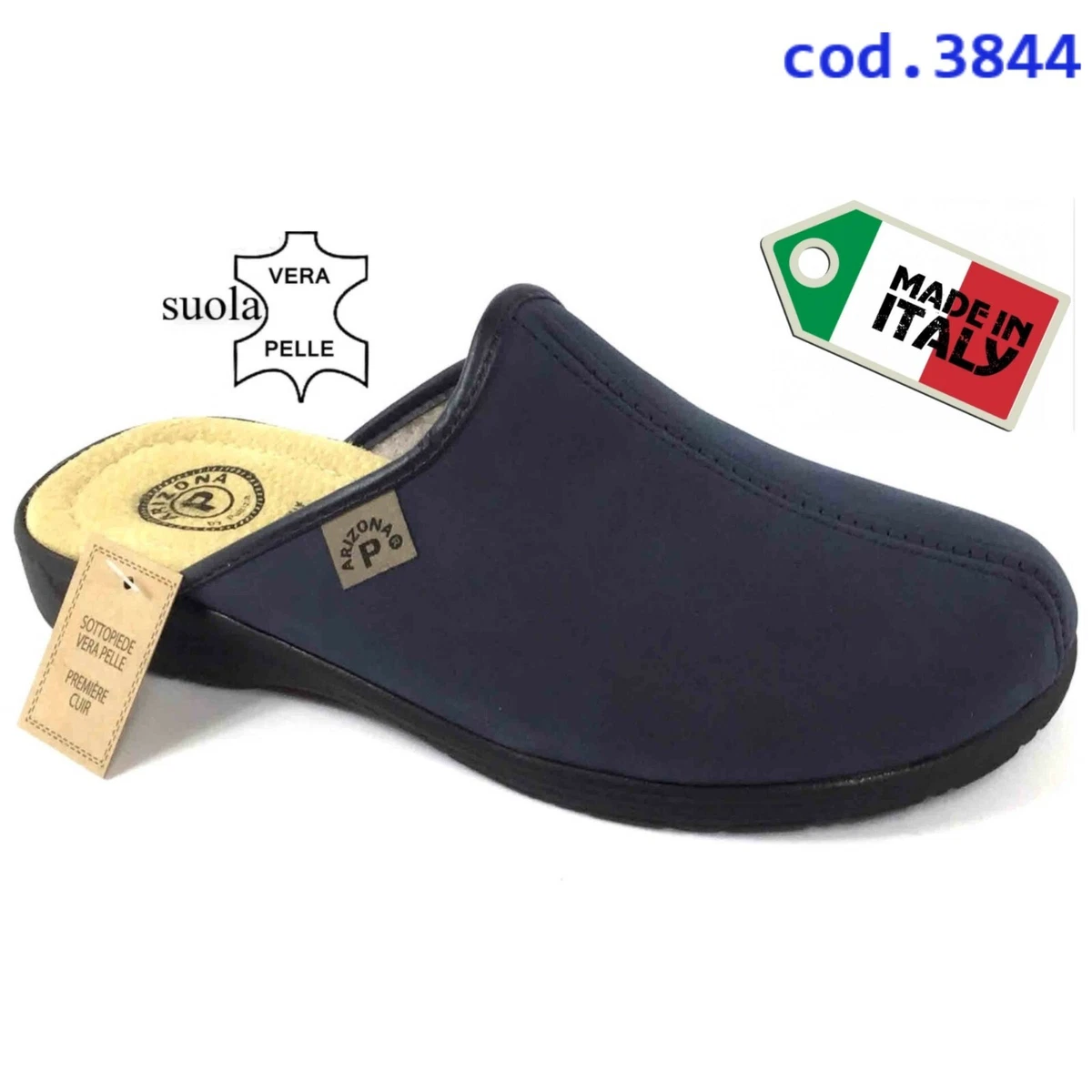 PANTOFOLE UOMO Ciabatte Relax Riposo Casa Sottopiede di Vera Pelle