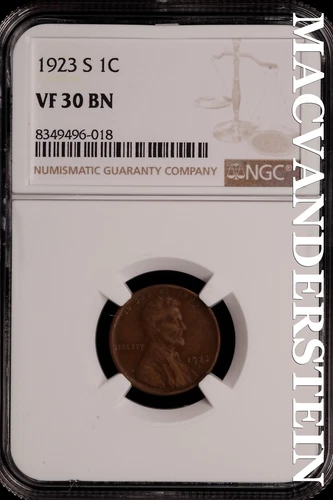 1923-S Lincoln Wheat Cent - NGC VF 30 BN - Scarce  No Reserve  #SLH26