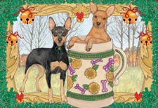 Miniature Pinscher Min Pin Christmas Cards Set of 10 cards & 10 envelopes