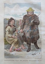 Prince Williams Bay Canadá Familia Indígena 1836 hermoso disfraz étnico estampado