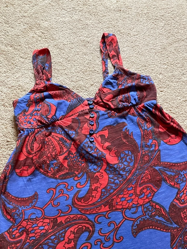 Vestido Camiseta sin mangas vintage Y2K Mossimo rojo azul cachemira Babydoll Fairycore M Foto 3 de 4