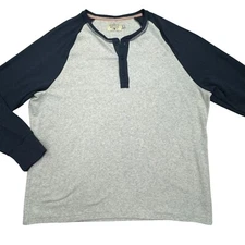 The Normal Brand Henley Shirt Mens 2XL Navy Gray Puremeso Long Sleeve Stretch