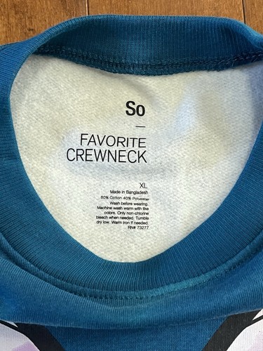 SO Favorite Crewneck Teal with Purple Butterfly Sweatshirt Girl XL - Picture 4 of 8