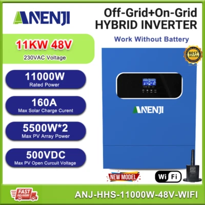 ANENJI Inversor solar híbrido fuera de red 6,2/11 KW 230 VCA 48 V MPPT onda sinusoidal pura WIFI