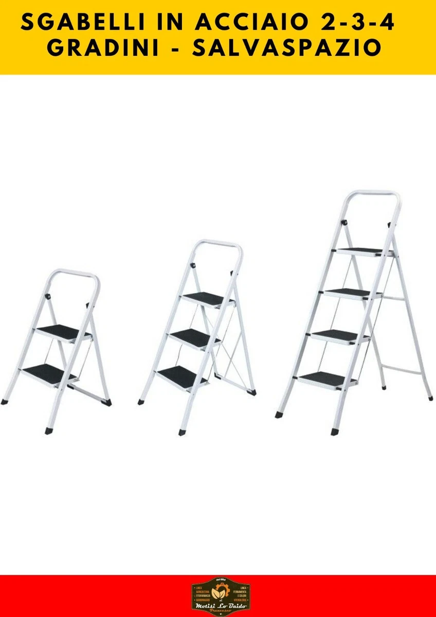 Scala Scaletta Sgabello Pieghevole BLACK MAX Salvaspazio con Gradini Antiscivolo e Impugnatura Soft in Gomma per Sicurezza Portata max150kg 2 GRADINI | Leroy Merlin