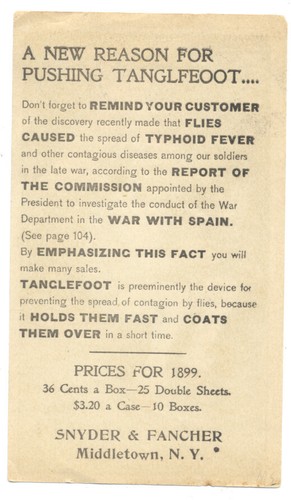 TANGLEFOOT FLY PAPER 1899 Trade Card - Flies & Typhoid Fever - Picture 2 of 2