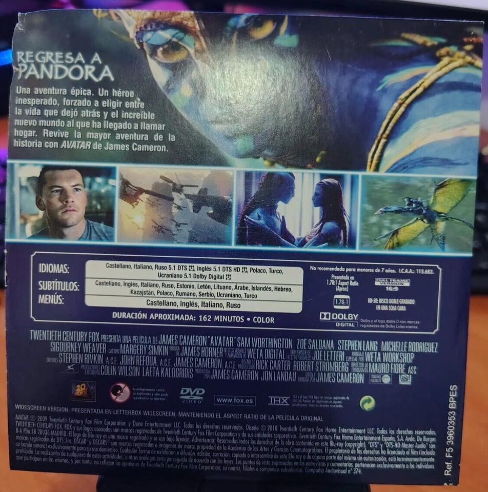 Avatar DVD (4 octubre 2013) Sam Worthington, Zoe Saldana, Sigourney Weaver, Ste - Imagen 2 de 3