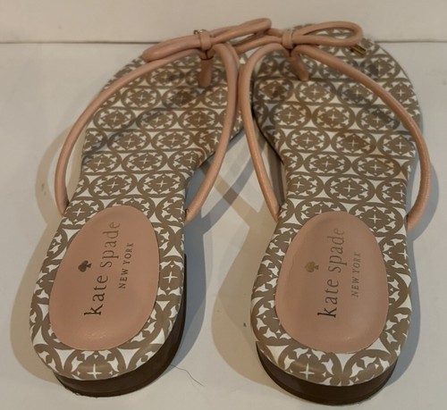 Kate Spade Mystic Flip Flop Leather Bow Charm Blush Pink Thong Sandal Sz 6 M - Picture 5 of 10