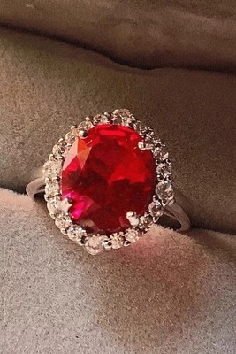 3.45 Ct Natural Ruby & Diamond Wedding Bridal Ring 14K Solid White Gold Size 8