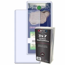 Pack of 25 BCW 3 x 7 Ticket Rigid Topload Holders hard plastic 3x7 toploaders