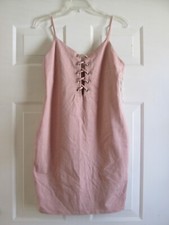 MIND CODE XL BLUSH CHAMPANGE SPAGHETTI STRAP LOW SHOE-TIE BODYCON DRESS SEXY