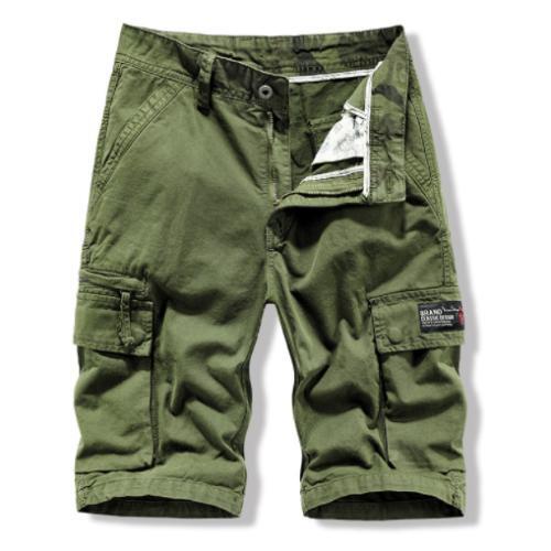 Pantalones Cortos Para Hombre Carga Informales Pantalones de Playa Algodón Bolsillos Elásticos Color Sólido Sueltos - Imagen 12 de 12
