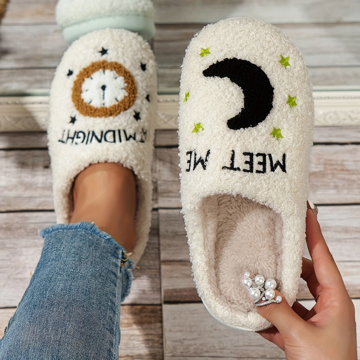 Memory Foam Slip on Slippers for Women Cute Women Fuzzy Slippers Size Large