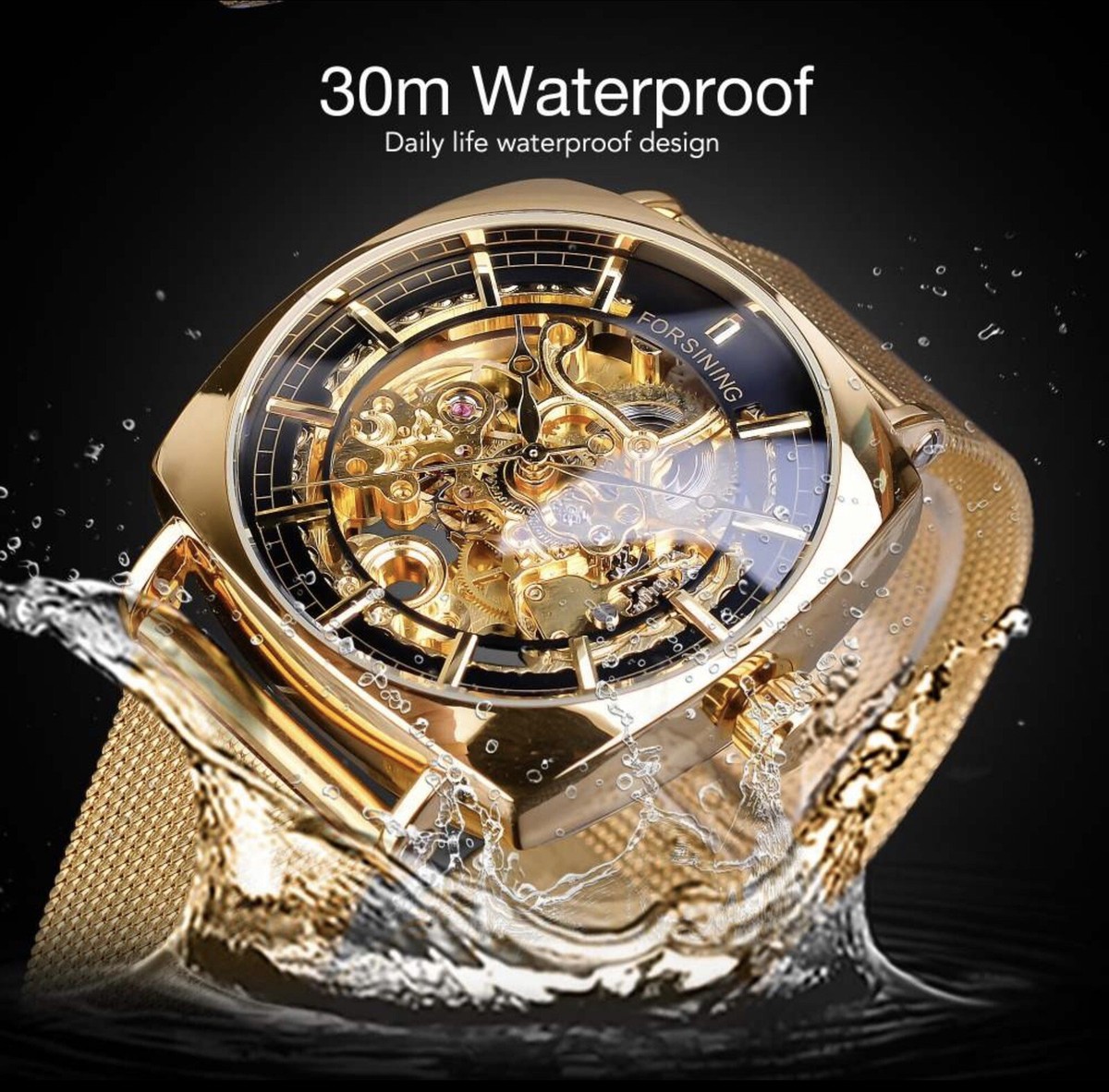FORSINING Skeleton Transparent Mechanical Automatic Watch 