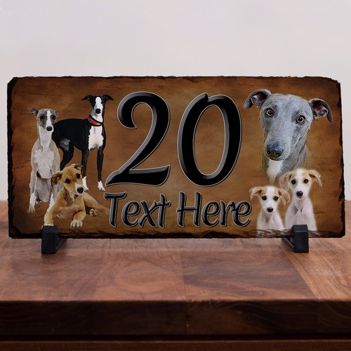 Dog House Number Slate Sign Rustic Plaque Door Gate Personalised Name ALL BREEDS - Picture 162 of 174