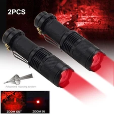 2PCS Mini LED Flashlight Hand Torch Light Red Signal Lamp Super Bright