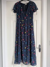 Frugi Bloom Rico Maternity And Nursing Dress Navy Blue With Star Pattern Size 10