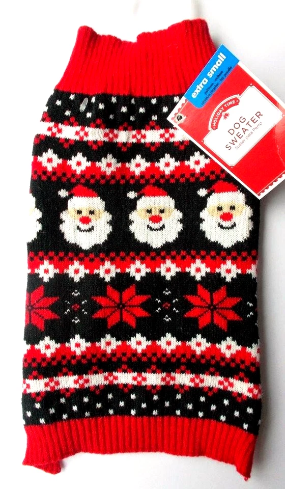 Suéter de Santa para mascotas perros negro y rojo Pullover XS 12/14" taza de té caniche/maltés+ nuevo con etiquetas Foto 3 de 4