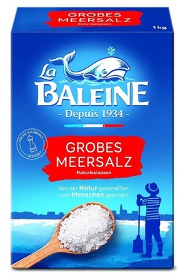 La Baleine coarse sea salt, 1 kg, harvested in salt pans in southern France , ve