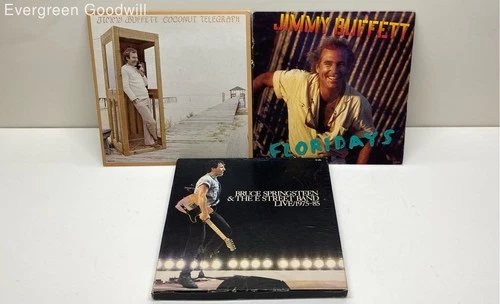 VTG Lot of Bruce Springsteen & Jimmy Buffett Vinyl LP Records Untested Live Box