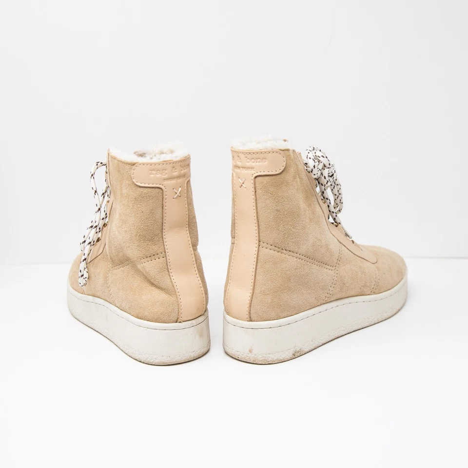 Rag & Bone Oslo Botas de Goma de Gamuza Forradas de Piel de Oveja Zapatos Beige 8.5 Foto 3 de 4