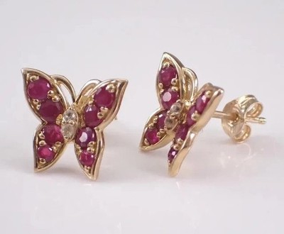 2 Ct Round Cut Simulated Pink Ruby Stunning Stud Earrings 14k Yellow Gold Plated